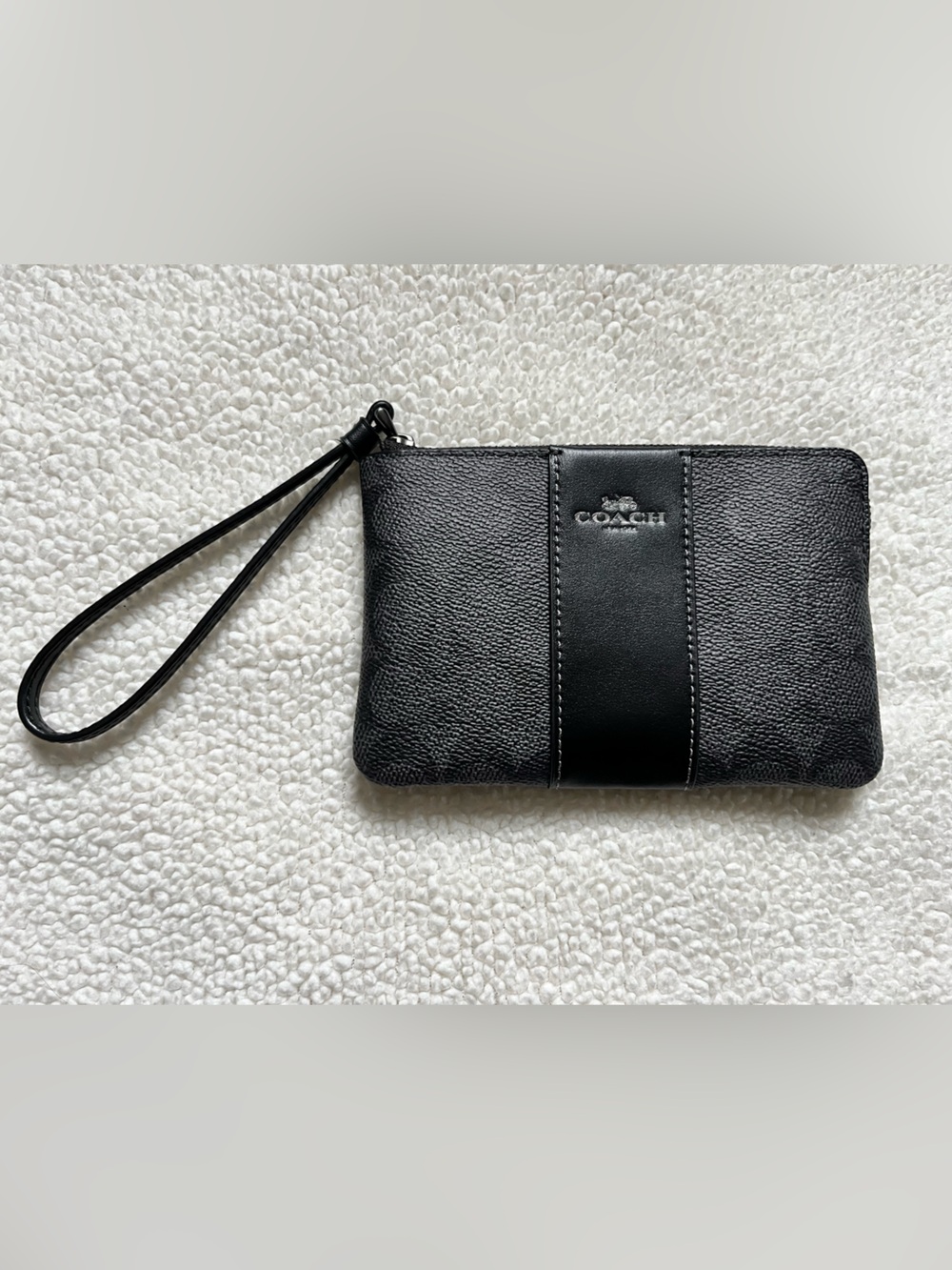 NWT Coach Black Leather Wristlet with Strap